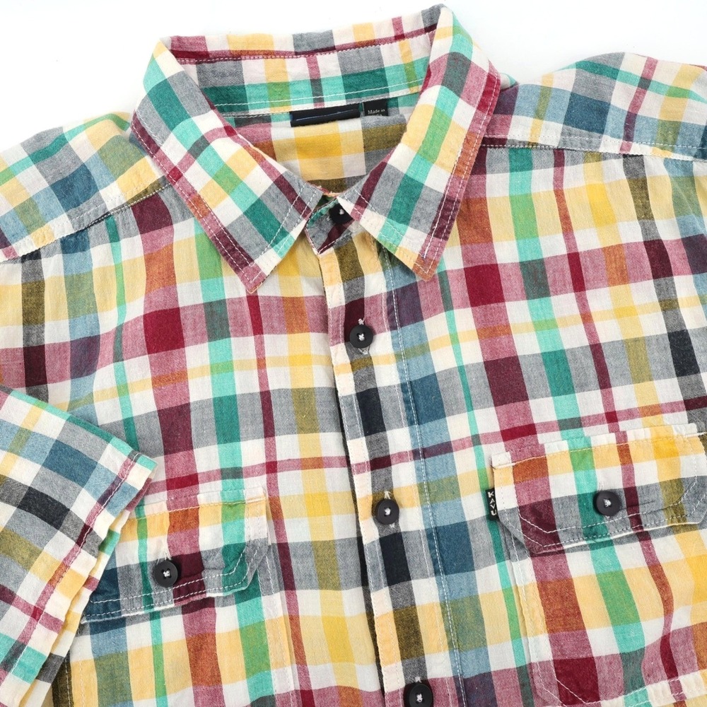 Kavu Button Down‎ Shirt Multicolor Plaid Short Sleeve Mens Large Lightweight